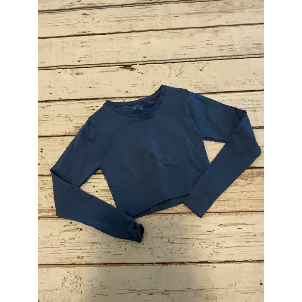 OFFLINE by Aerie Seamless Long Sleeve Crop Top Blue XS Activewear Workout